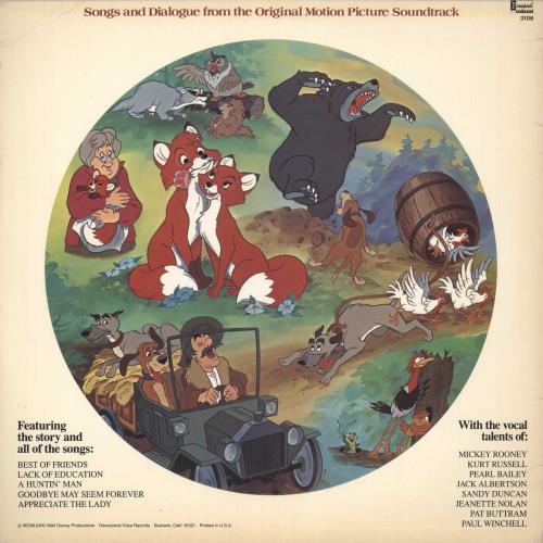 Walt Disney The Fox And The Hound US picture disc LP (vinyl